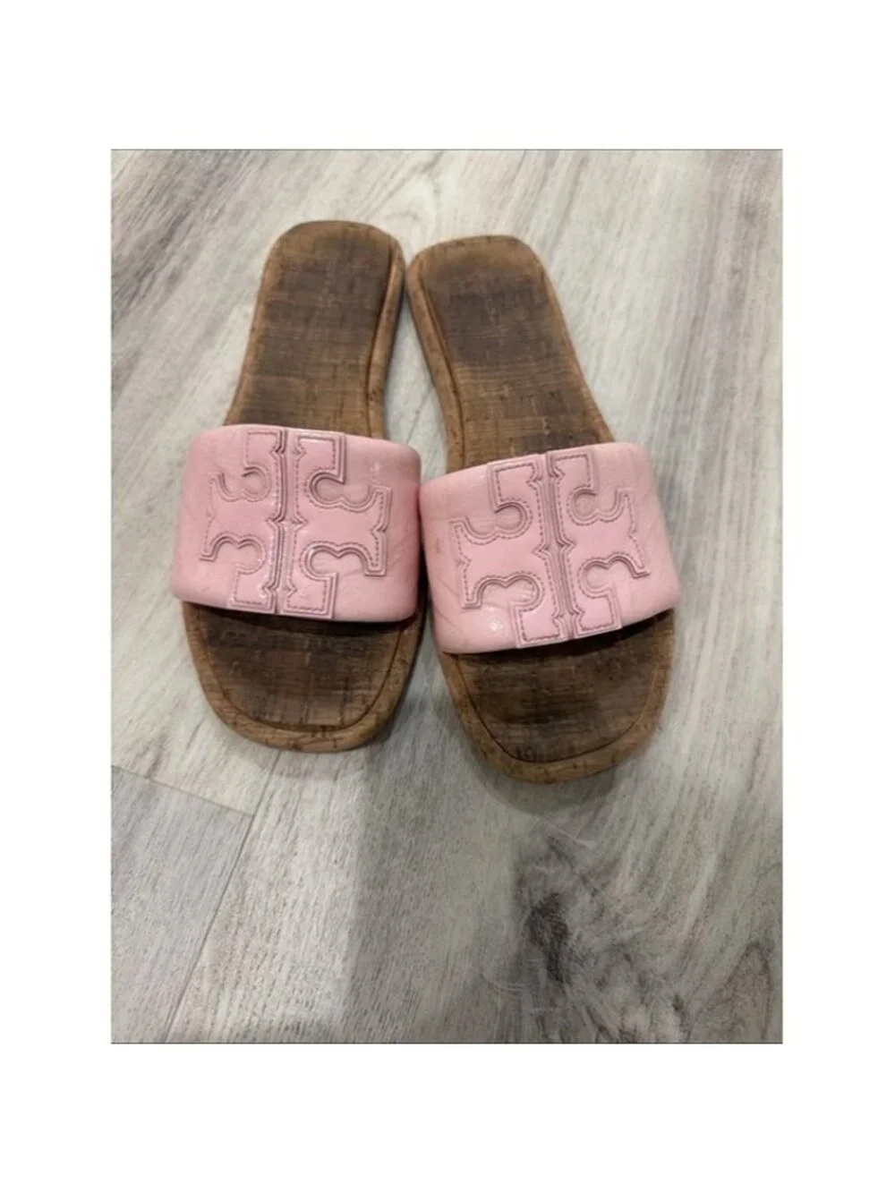 TORY BURCH DOUBLE T SPORT Pink Slide Sandals for Women SIZE 8.5